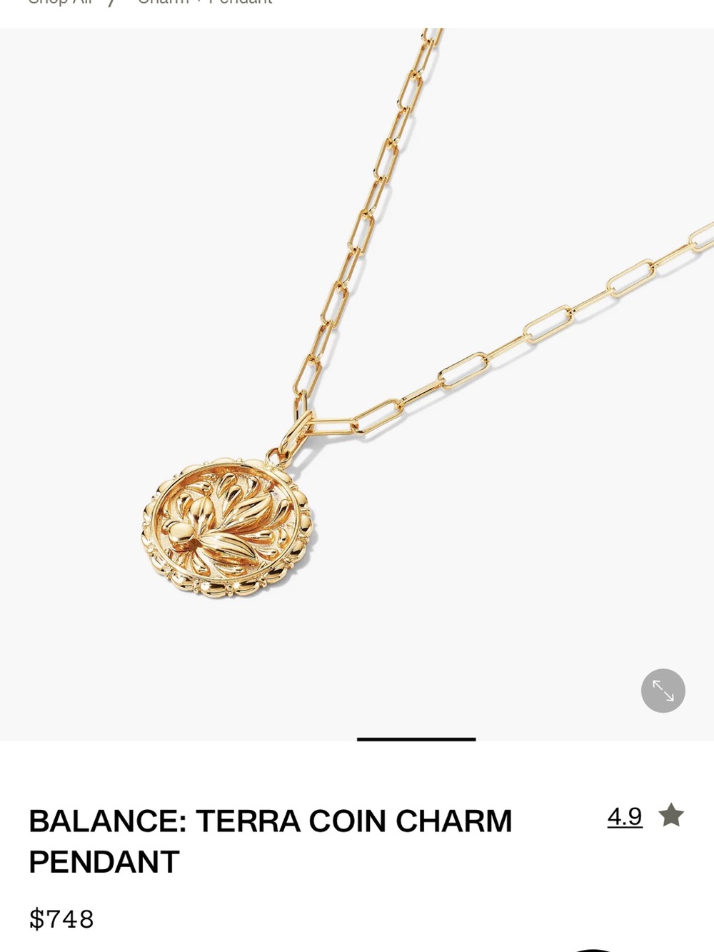 Mejuri Terra coin charm pendant
